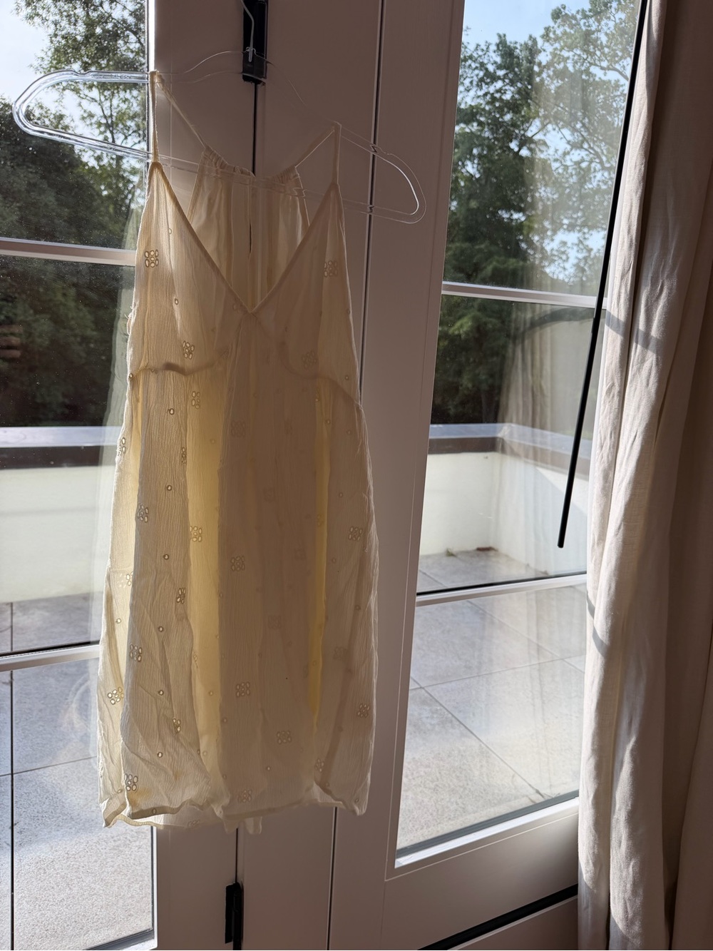 Billabong Cream Sheer Embroidered Slip Dress